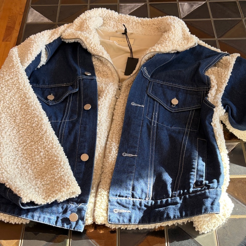 Blank NYC Blue and Cream Sherpa Jacket